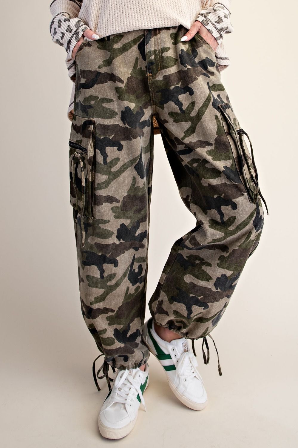 Camouflage Print Cargo Pants