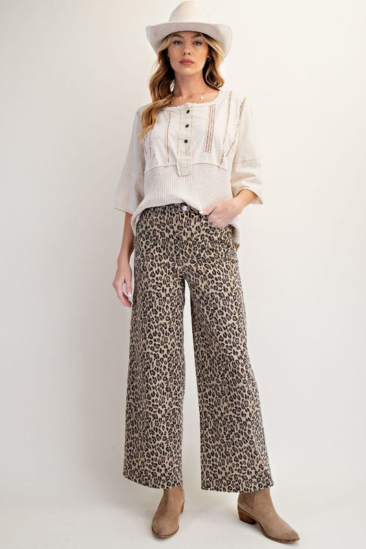 Leopard Washed Twill Pants