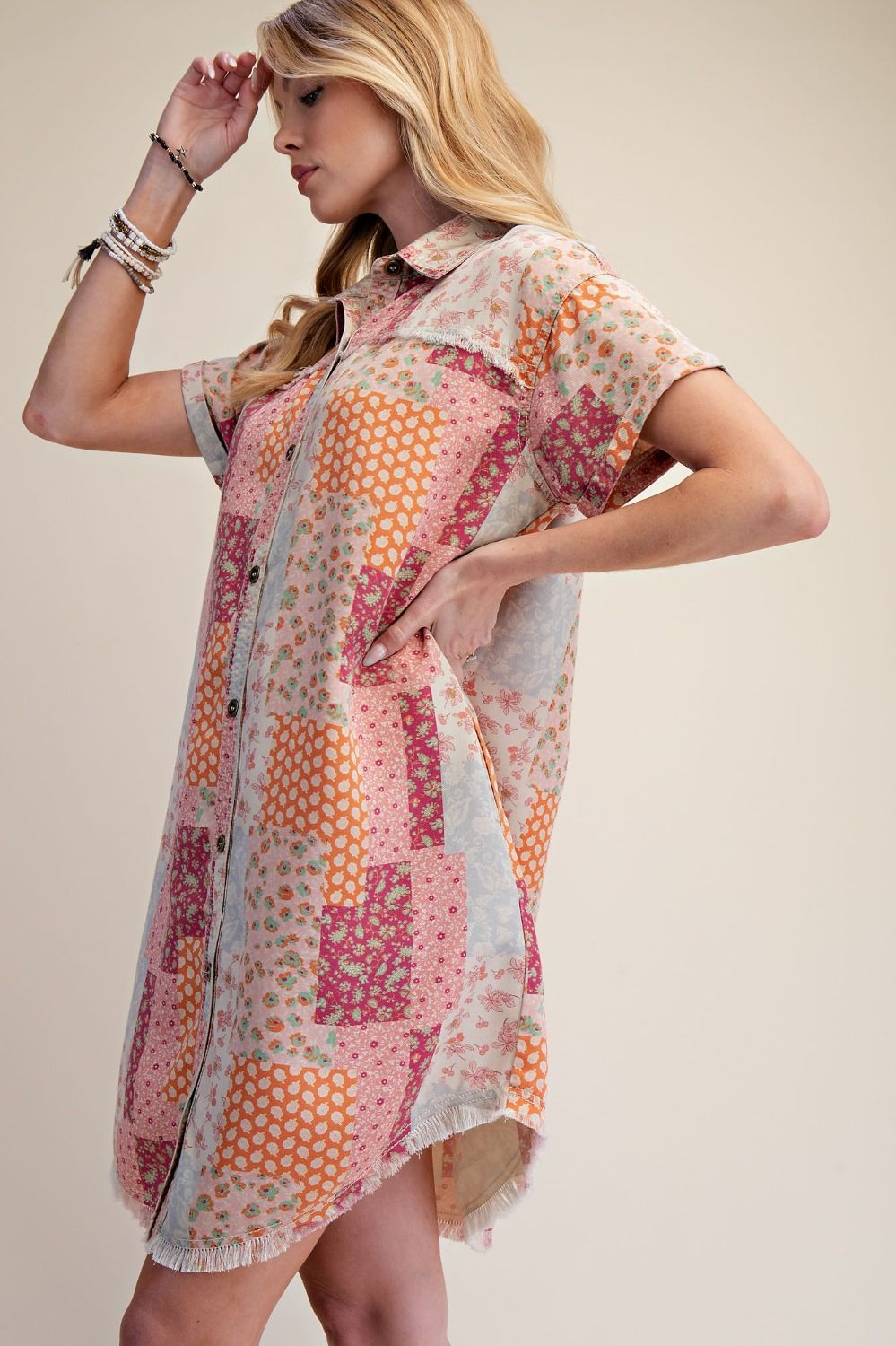 Printed Washed Twill Shirt Dress
