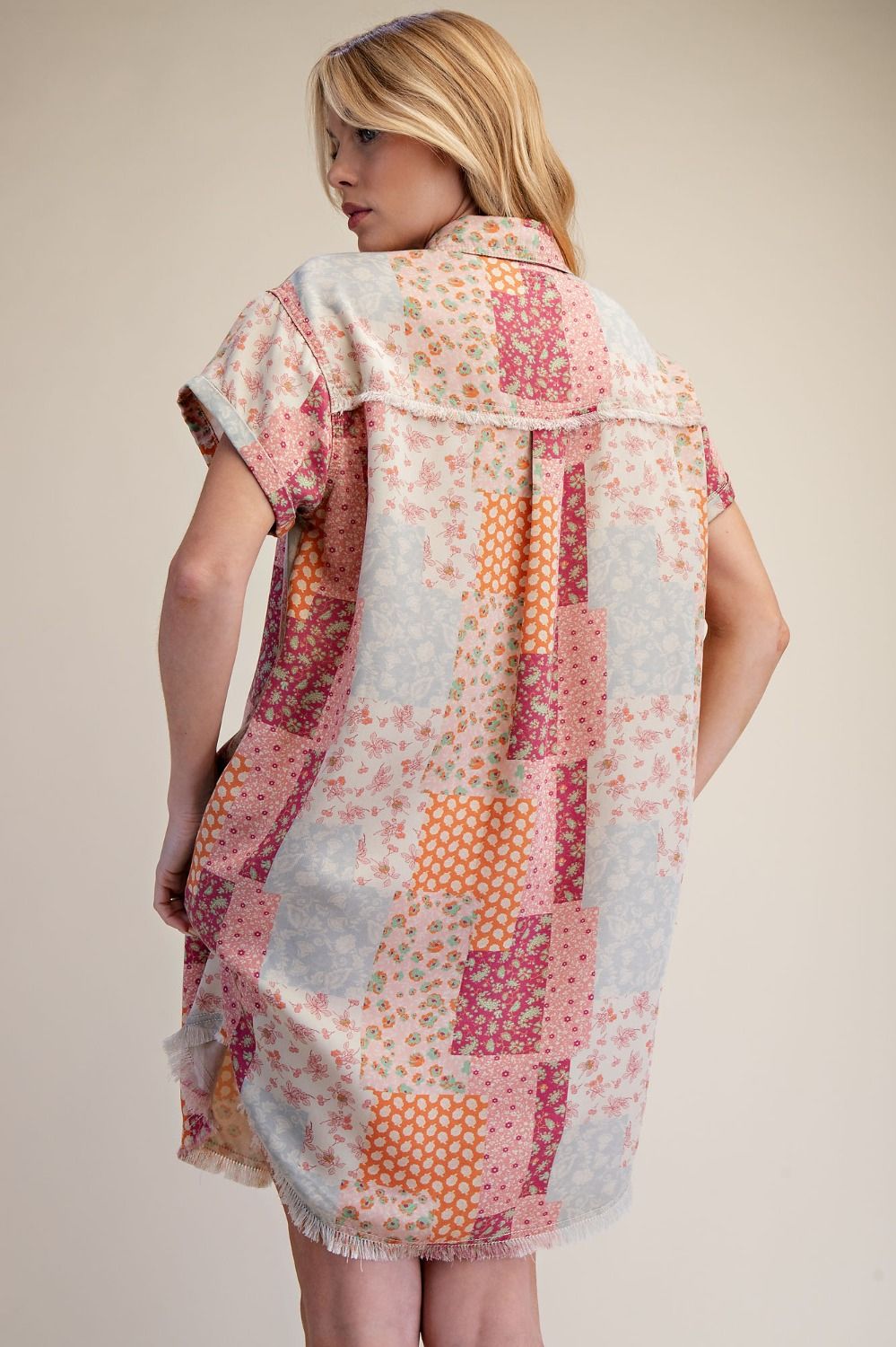 Printed Washed Twill Shirt Dress