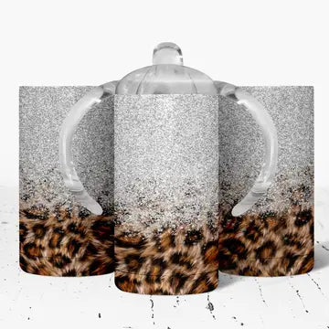 Silver Glitter & Leopard Sippy Cup