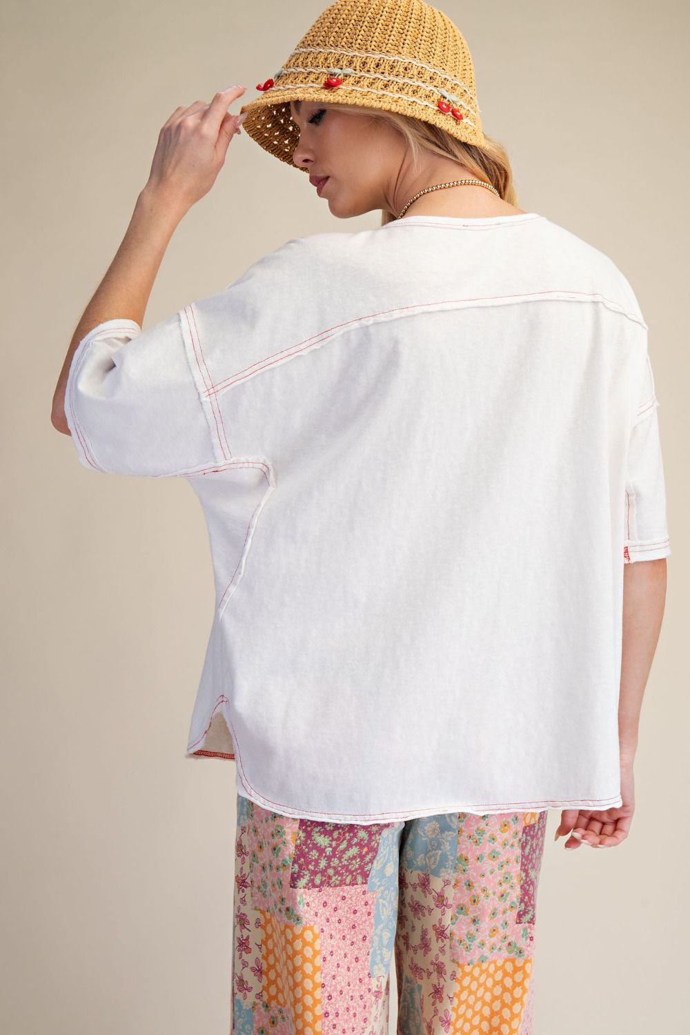 White Star Patch Washed Cotton Top