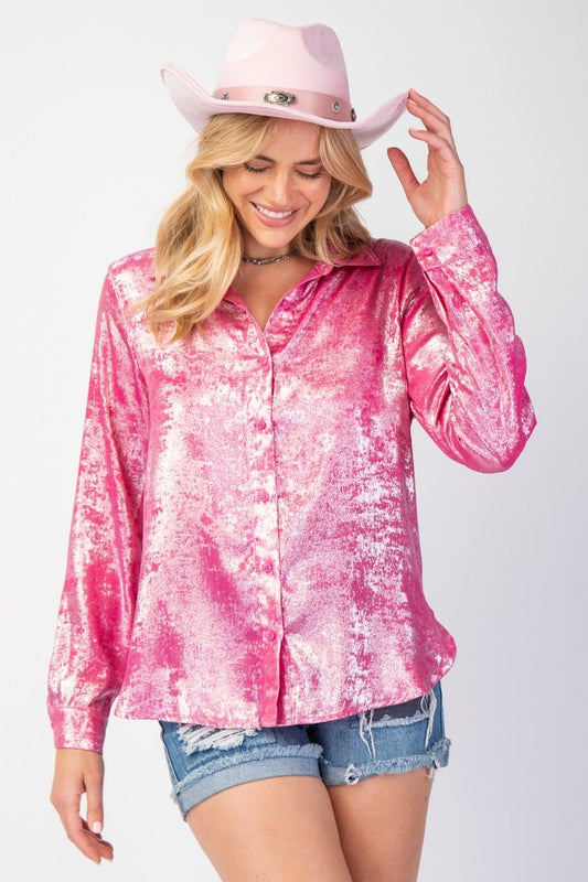 Rose Diamond Foil Printed Top