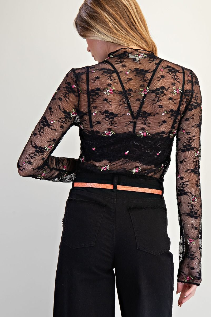 Floral Embroidered Lace Top