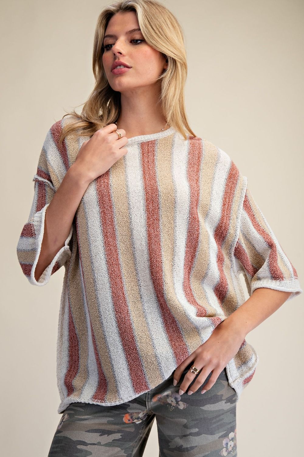 Cinnamon & Latte Striped Knit Sweater