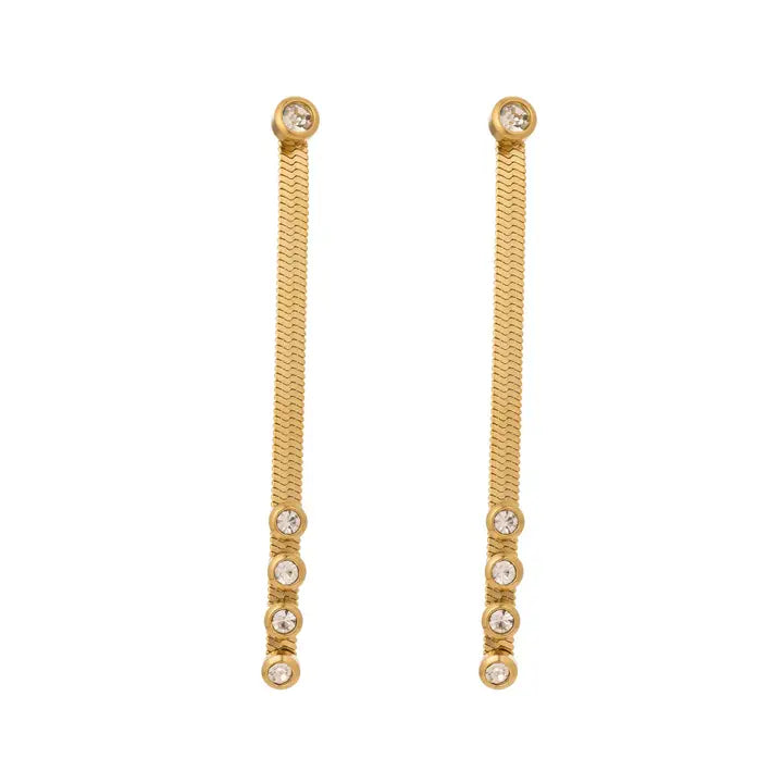 Classic Dangling Snake Chain & CZ Earrings
