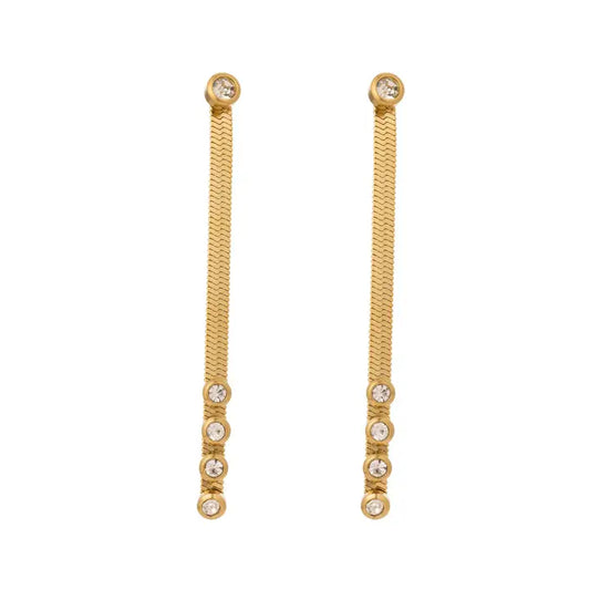 Classic Dangling Snake Chain & CZ Earrings