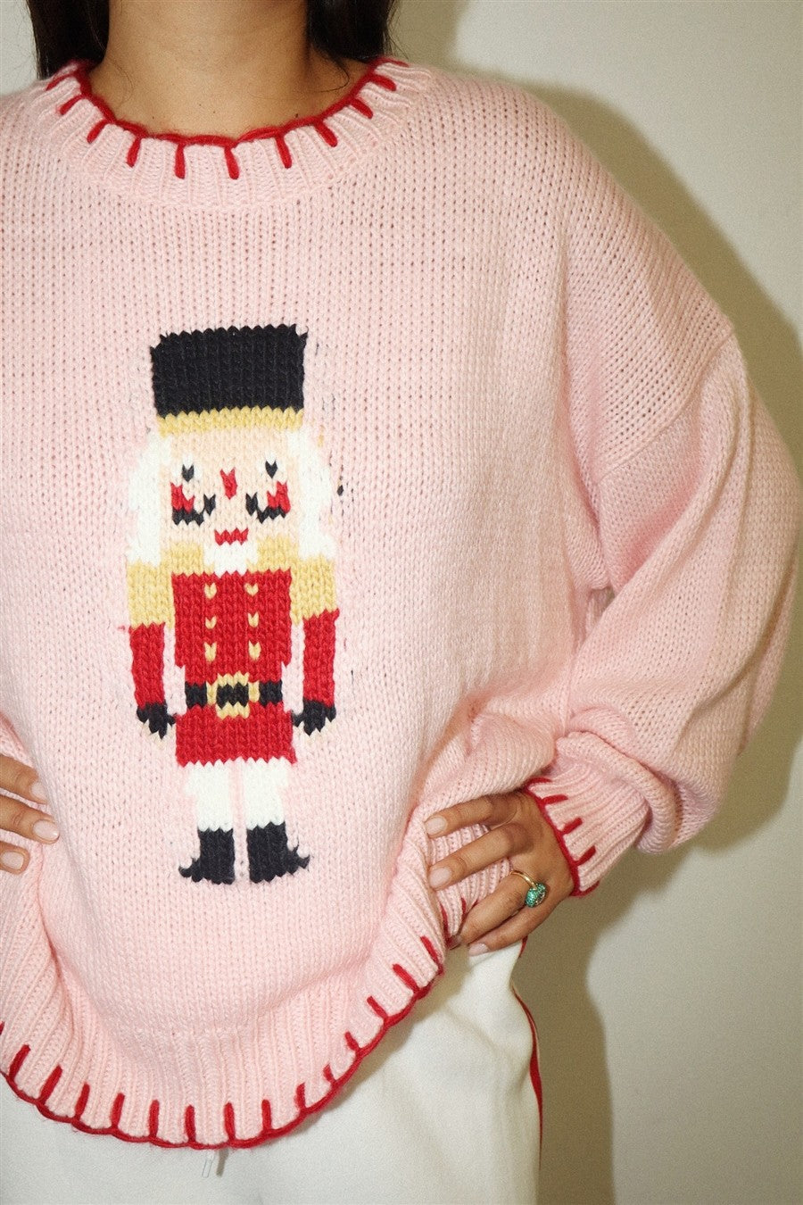 Nutcracker Intarsia Crew Neck Sweater