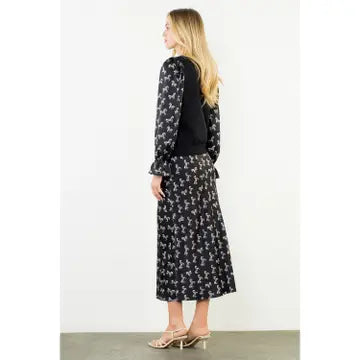 Horse Print Sleeve Top- Black