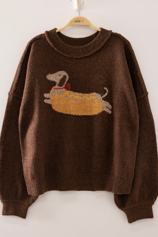 Hot Dog Sweater- Chocolate