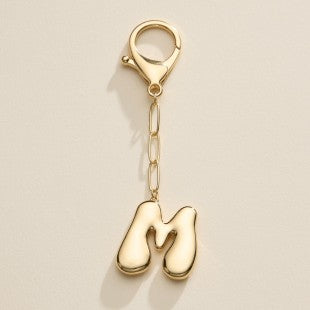 Gold Plated Bubble Letter Initial Keychain