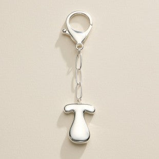 Silver Bubble Letter Initial Keychain
