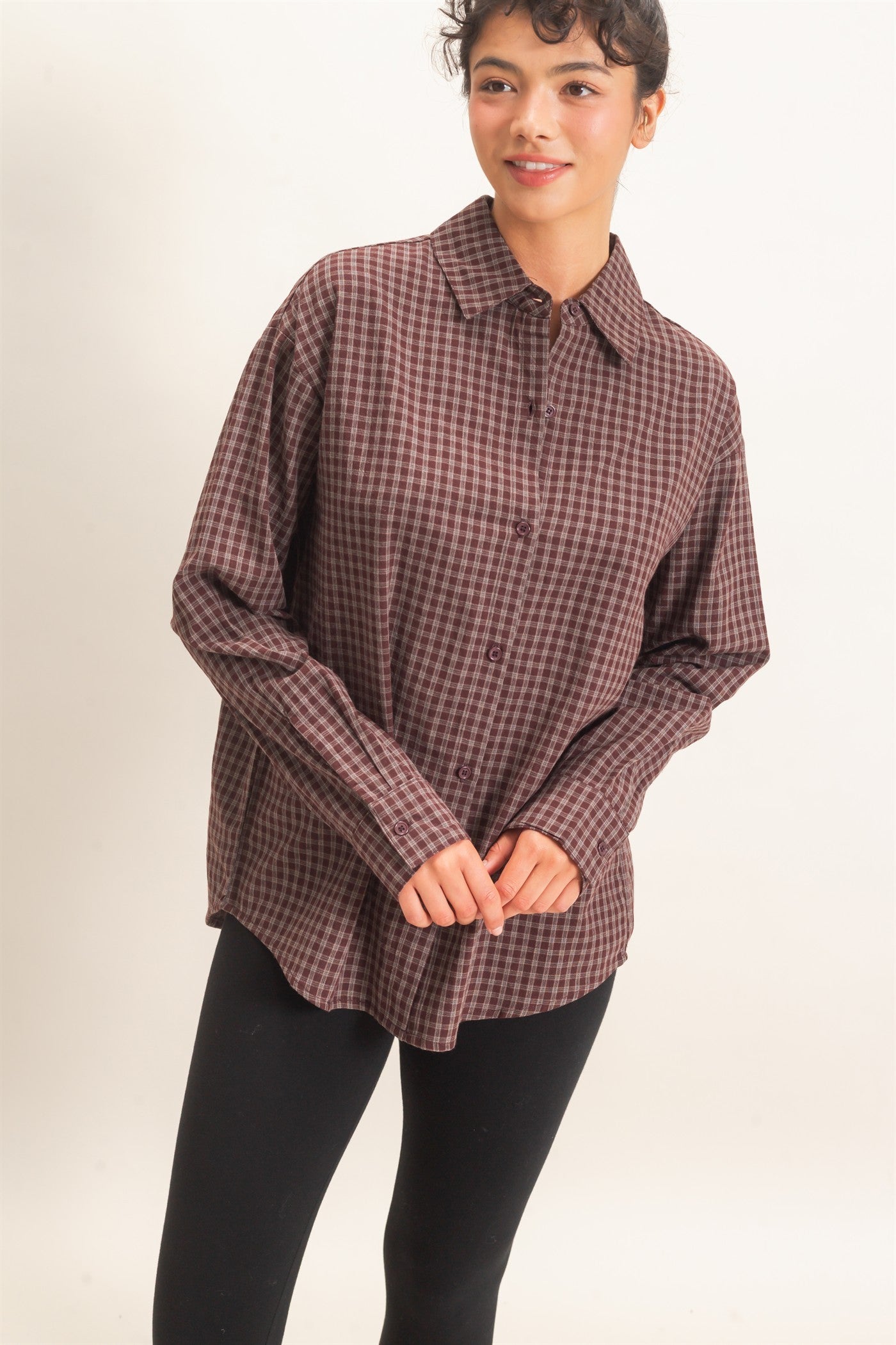 Brown Plaid Button Up Shirt