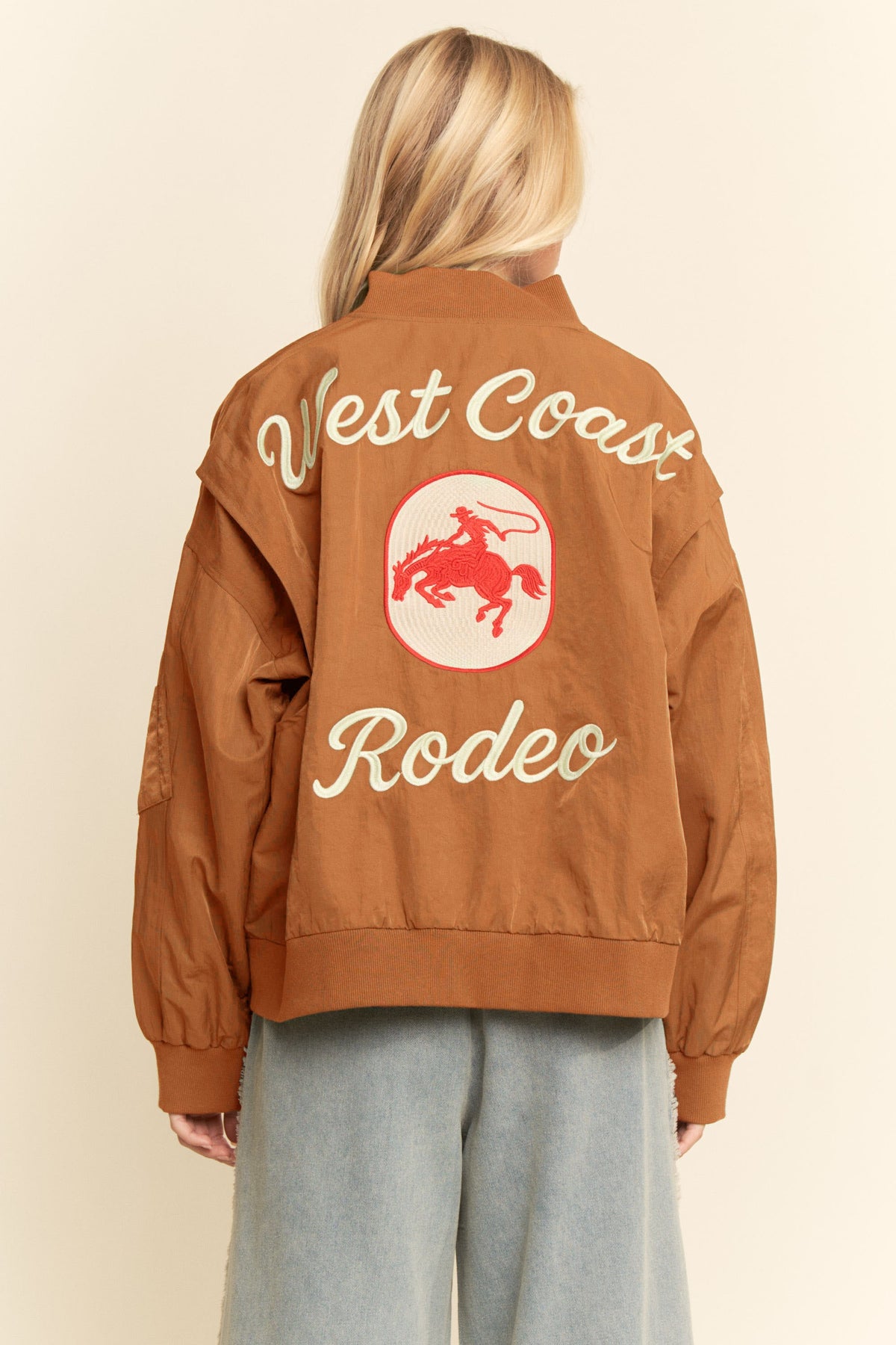 Orange West Coast Embroidered Bomber Jacket