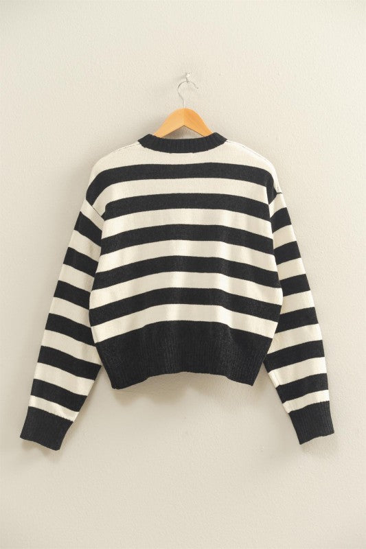 Black & Whipped Cream Striped Sweater