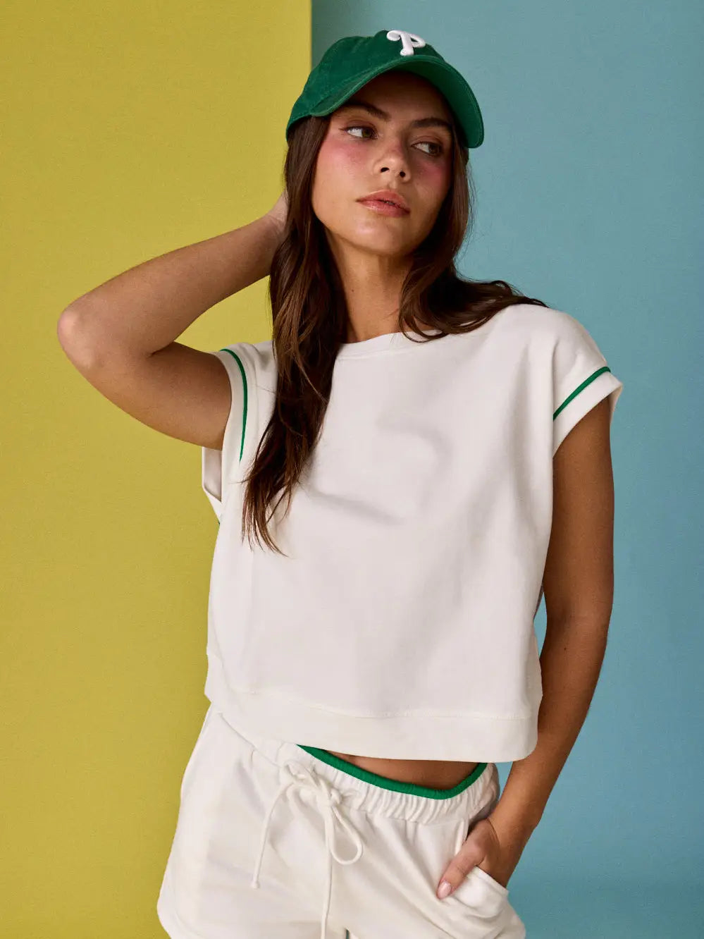 Contrast Trim Short Sleeve Top and Short Set