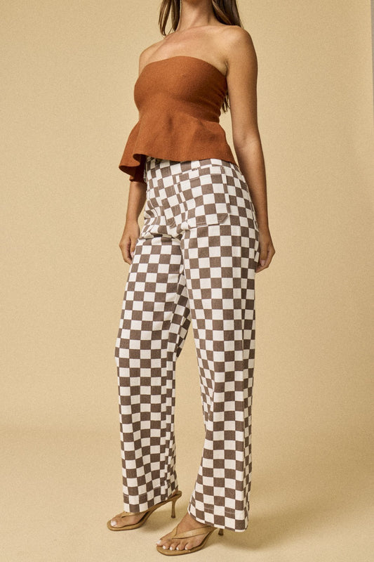 Cinnamon Demi Checkered Pants