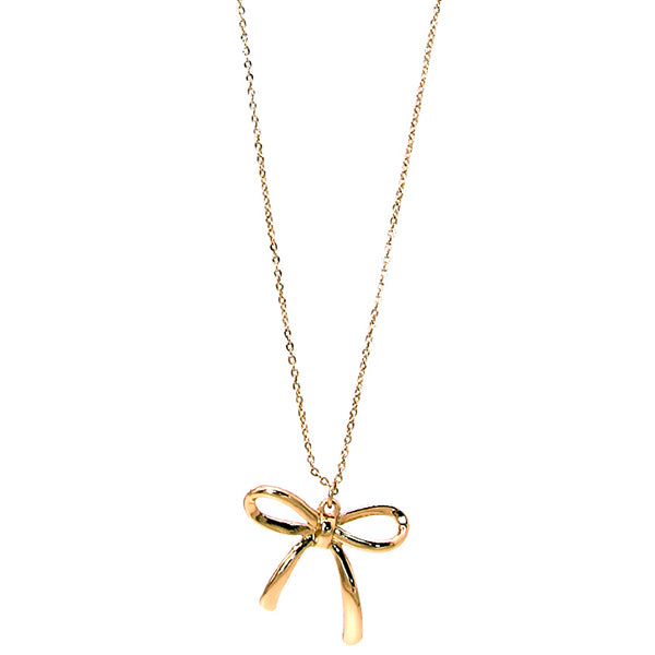 18" Gold Bow Pendant Necklace