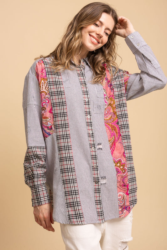 Contrasting Multi Color Panel Shirt