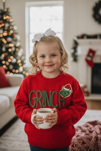 Girls Red Grinch Sweater