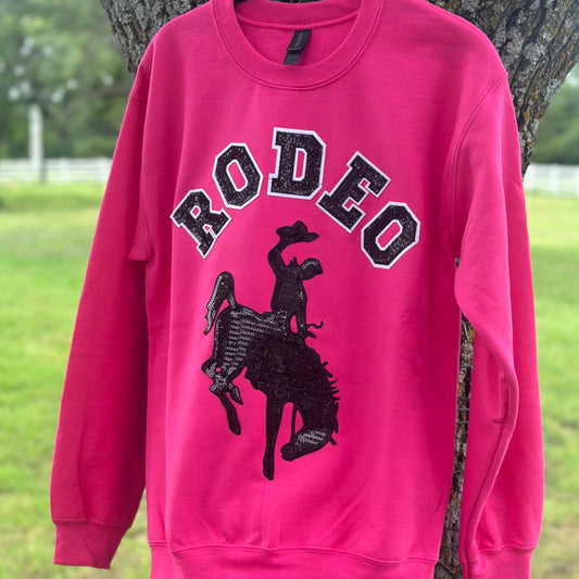 Hot Pink Rodeo Sequin Bronc Sweatshirt