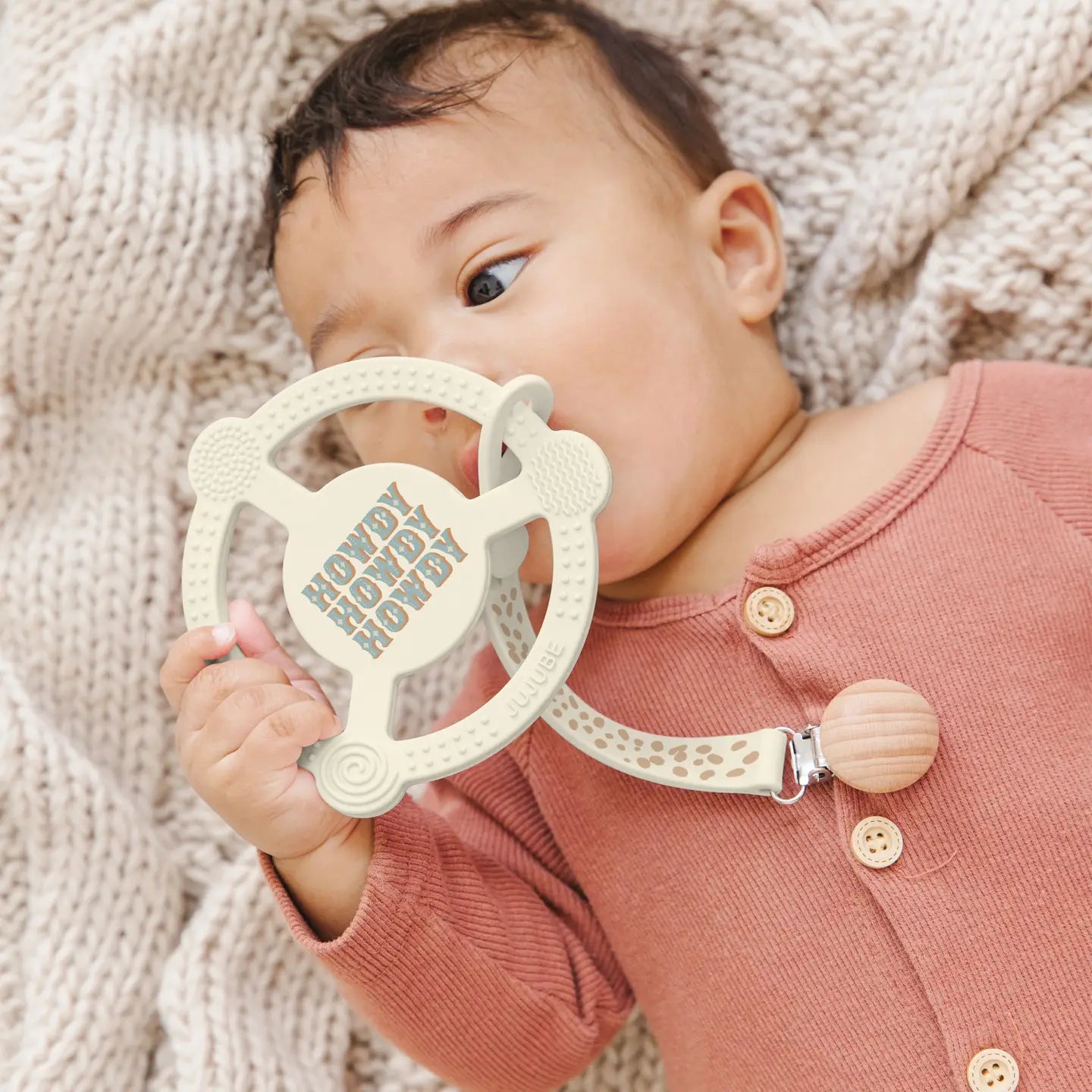 Howdy Partner Silicone Teether Ring & Clip