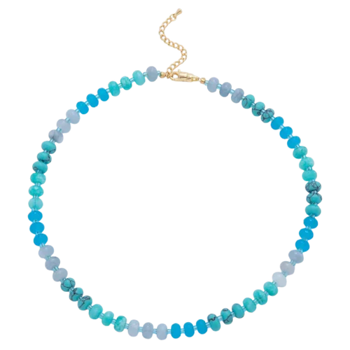 Splashed Earth & Sky Toned  Gemstone Beaded Necklace