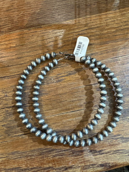 Large Silver Pearl Hoops