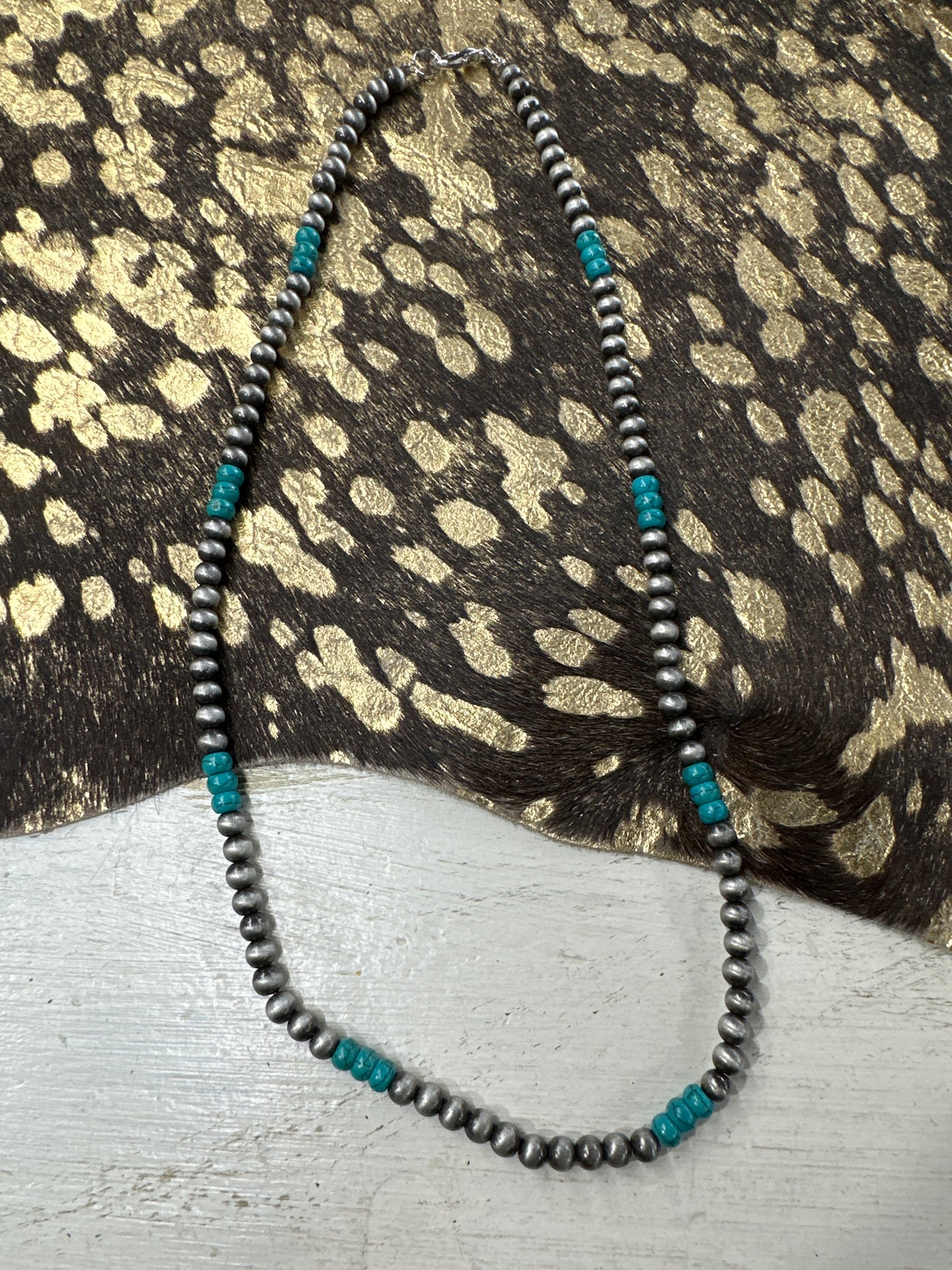 Navajo & Turquoise Bead Necklace - 24"