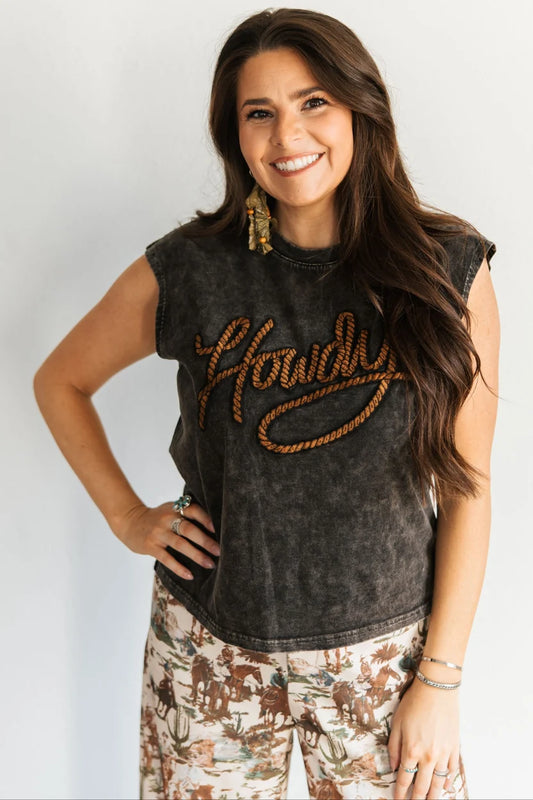 Vintage Black Howdy Tank Top