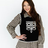 Black Boot Stitch Sweater Vest