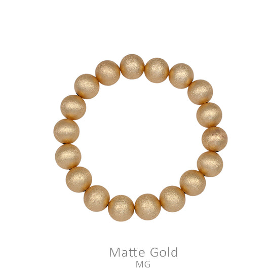 Matte Gold Beaded Stretch Bracelet