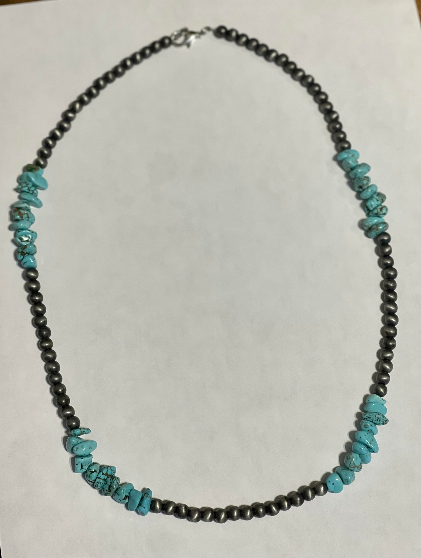 Navajo Pearl & Turquoise Rock Necklace