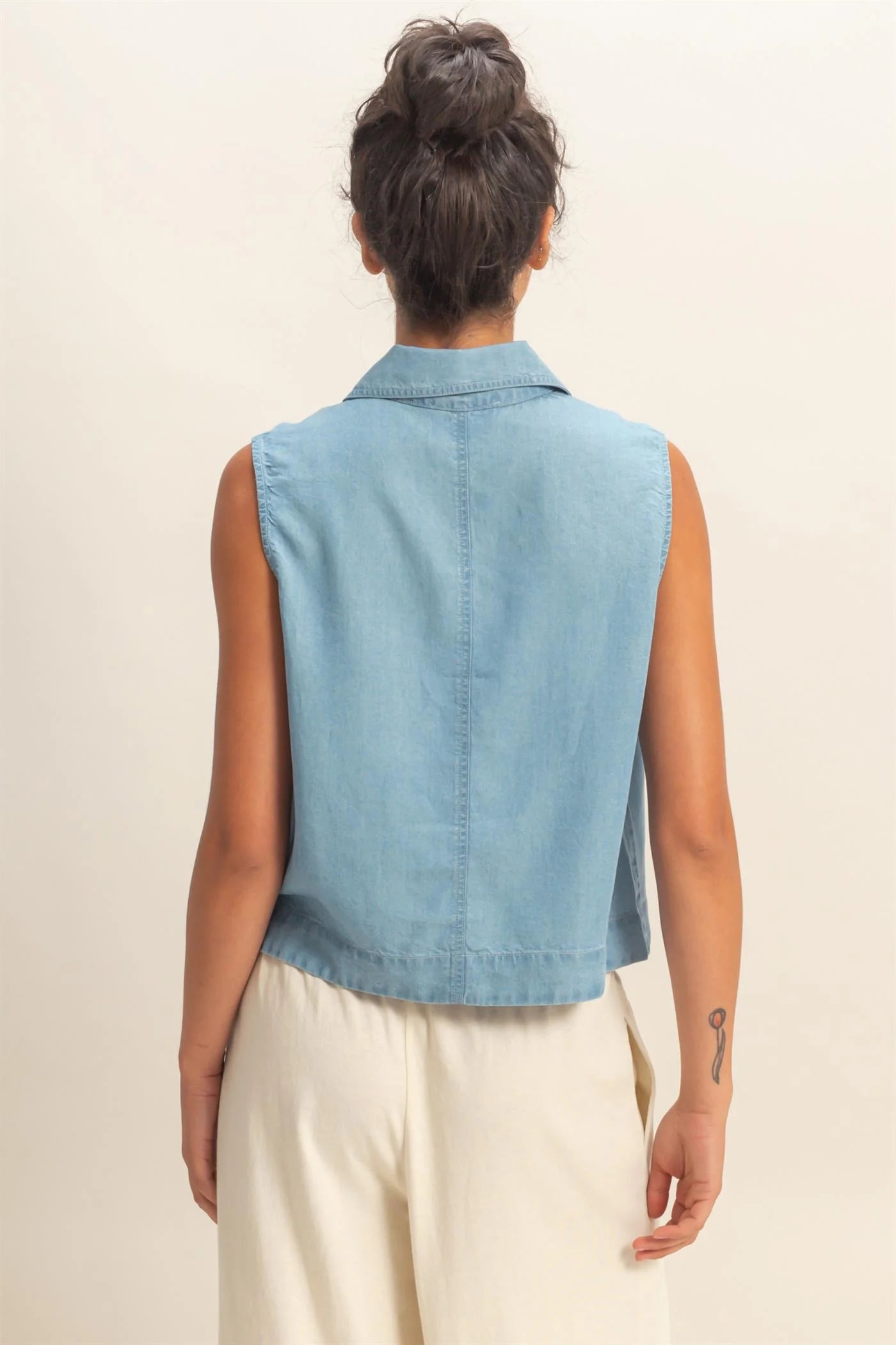 Light Blue Lyocelle  Sleeveless Top