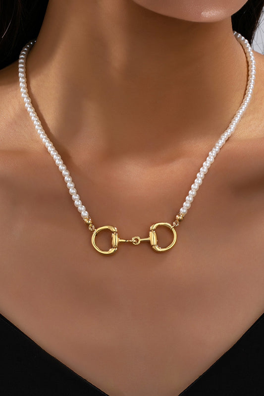 Pearl & Gold Horse Bit Necklace