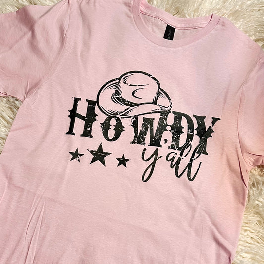 Pale Pink Howdy Ya'll Tee