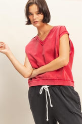 Red V-Neck Casual Vest