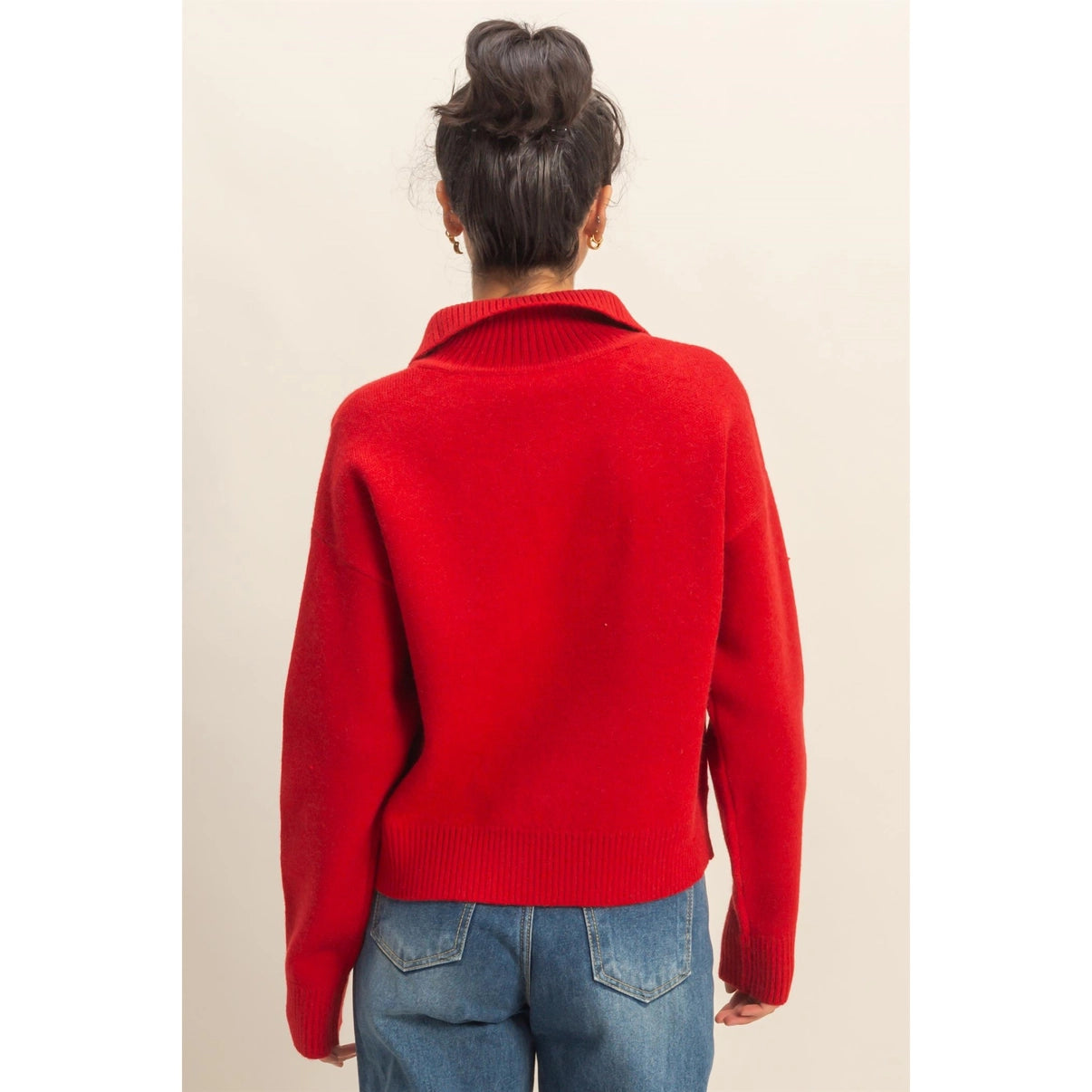 Red Half Zip Classic Sweater