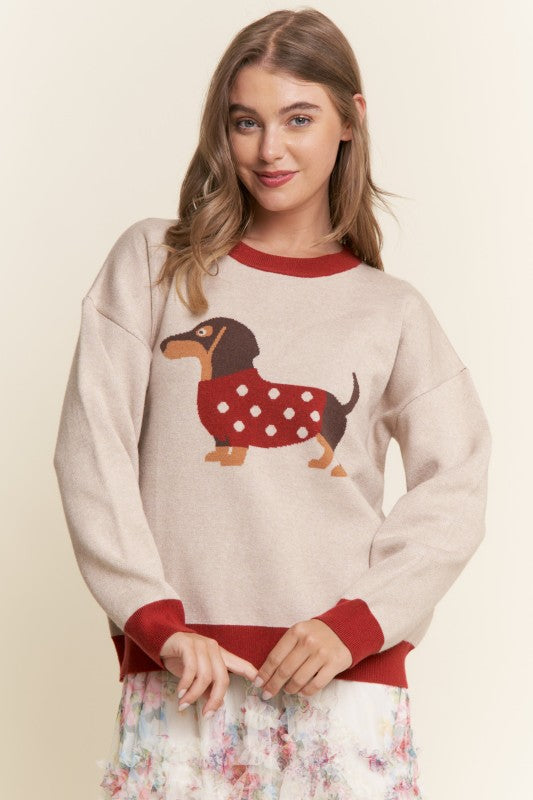 Dachshund Color Block Sweater