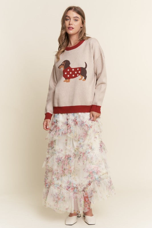 Dachshund Color Block Sweater