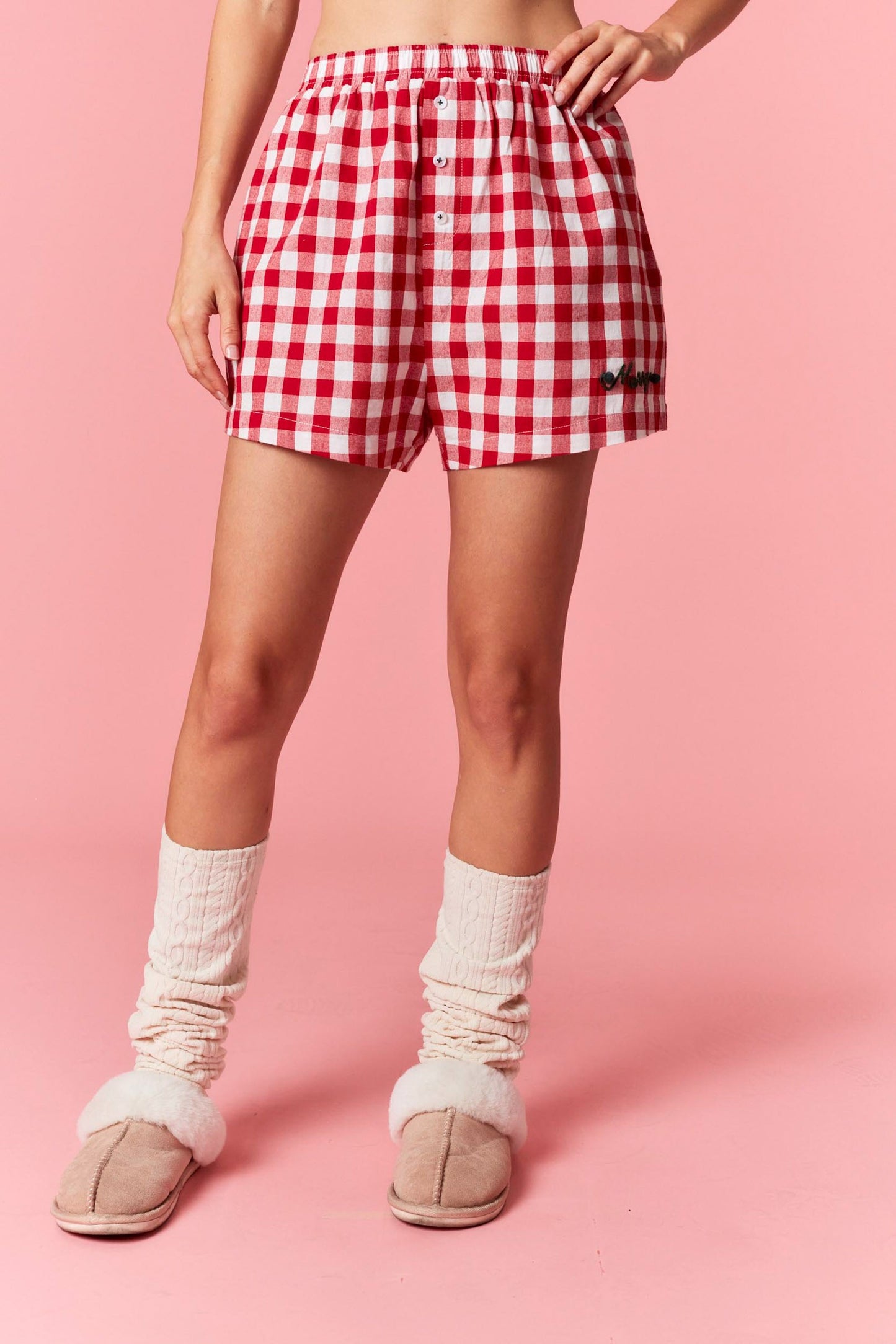 Red Gingham Mini Merry Shorts