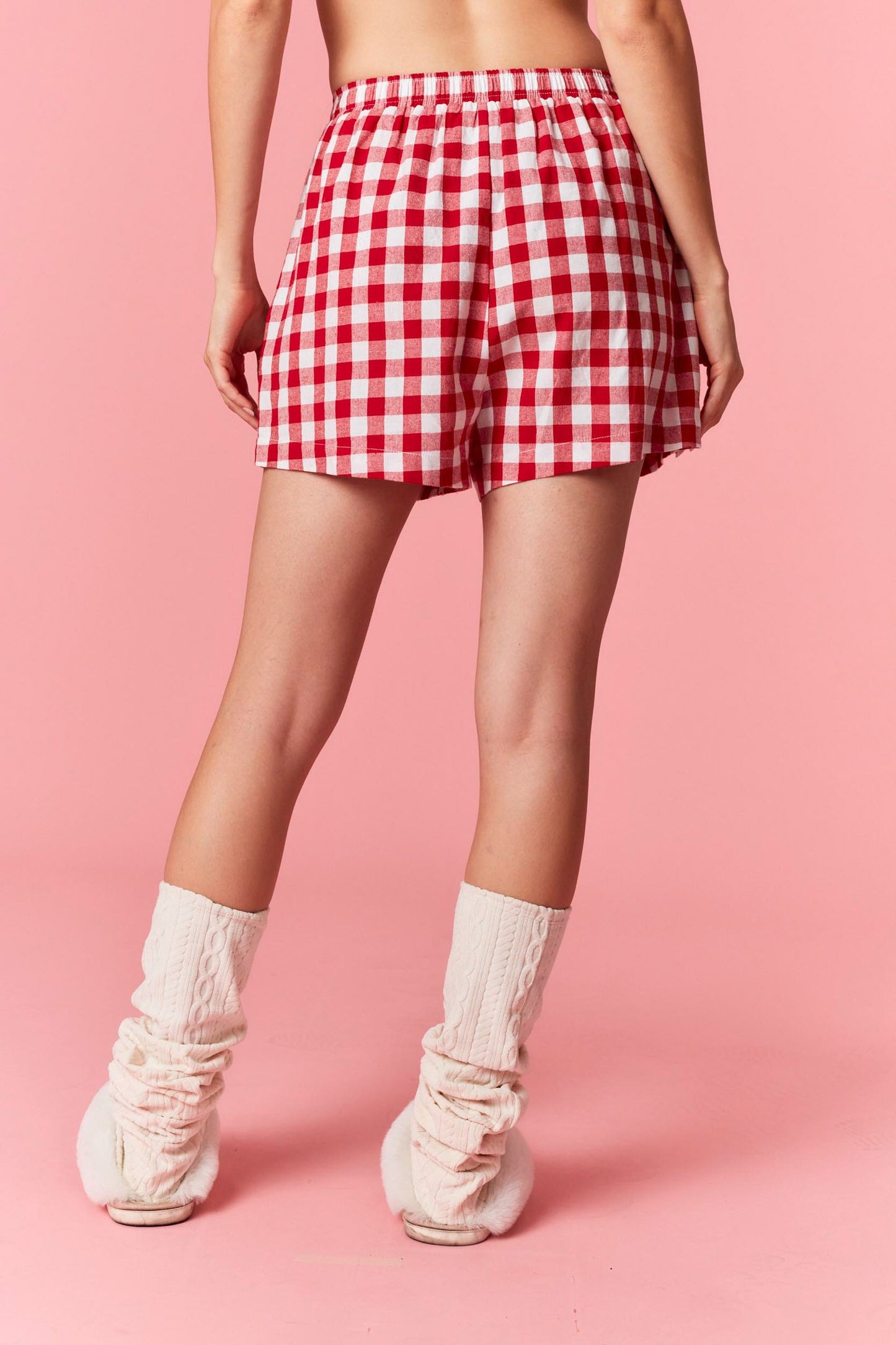Red Gingham Mini Merry Shorts