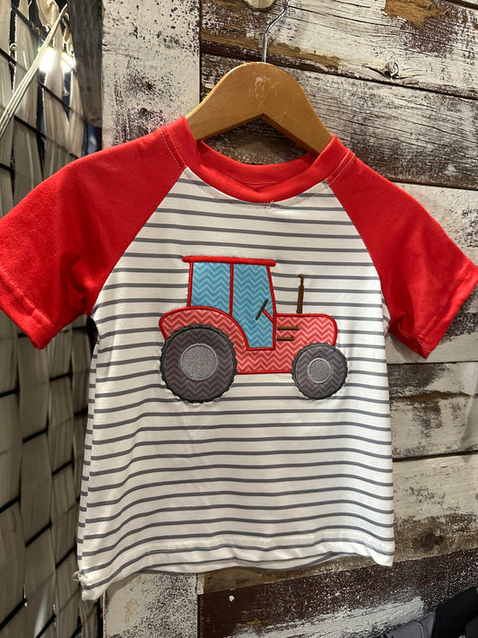 Red Striped Tractor Tee