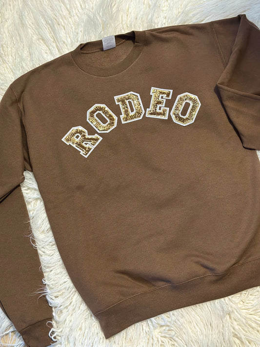RODEO Gold Sequin Brown Sweatshirt