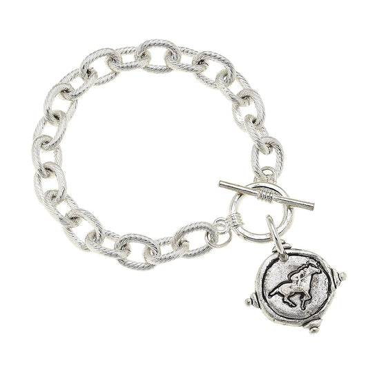 Silver Intaglio Race Horse Bracelet