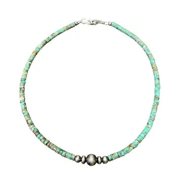 Sterling Silver Desert Pearl & Turquoise Bead Necklace