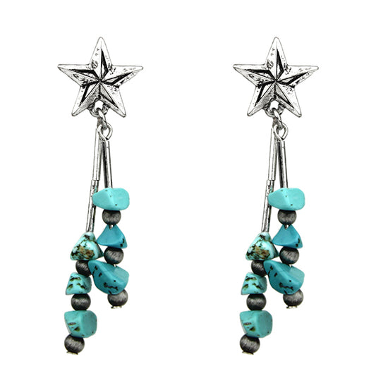 Star Turquoise Stone Dangle Earrings