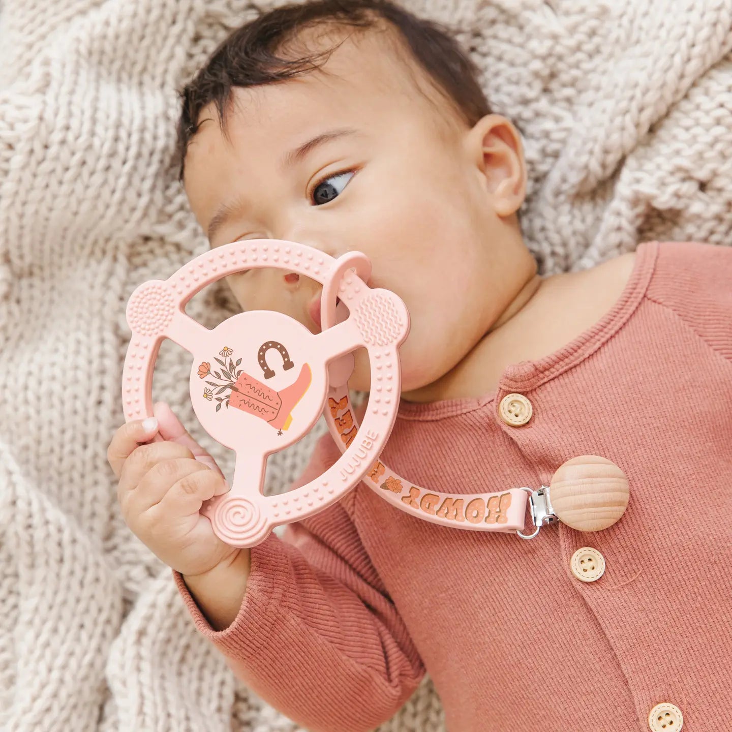 Bloomin' Boot Silicone Teether Ring & Clip