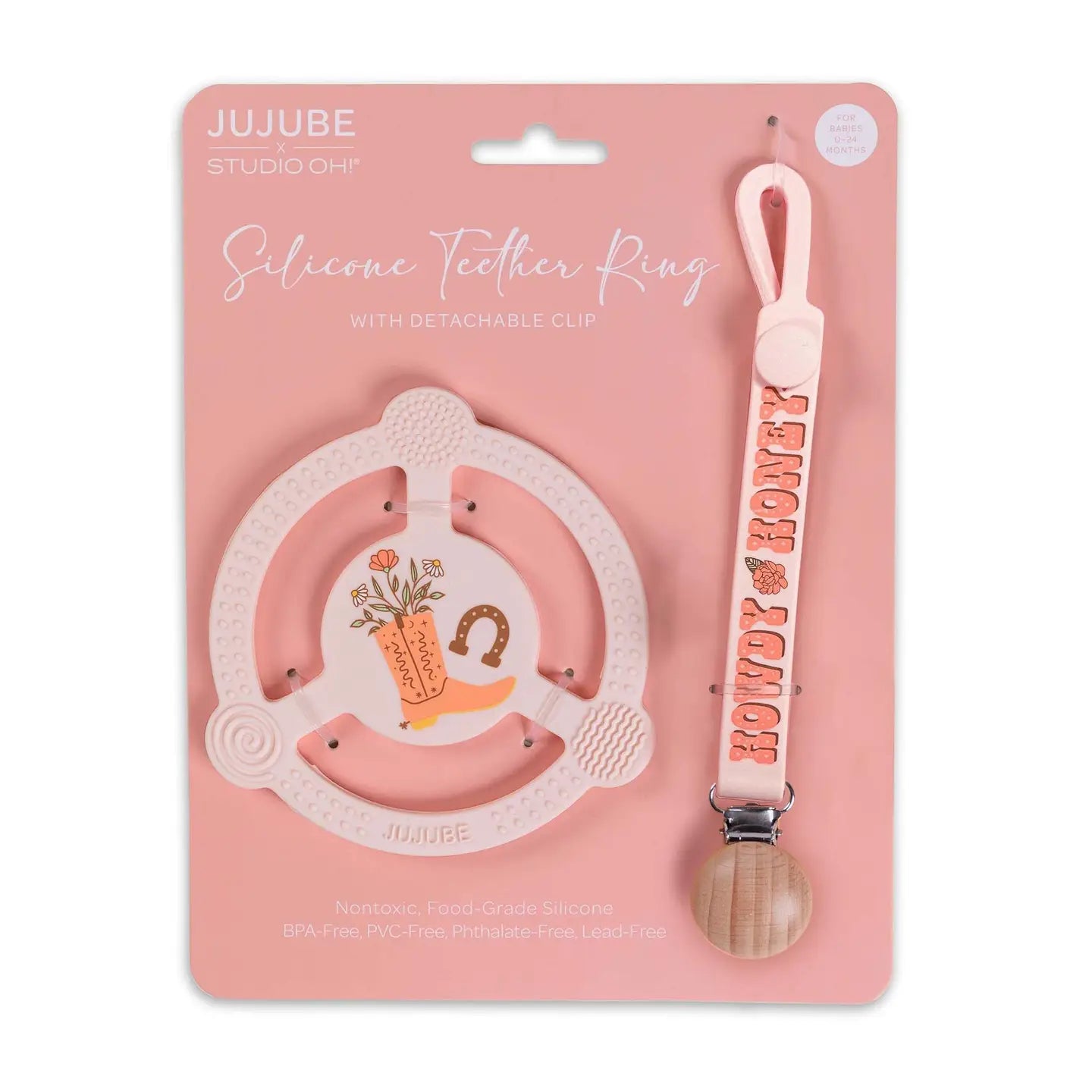 Bloomin' Boot Silicone Teether Ring & Clip