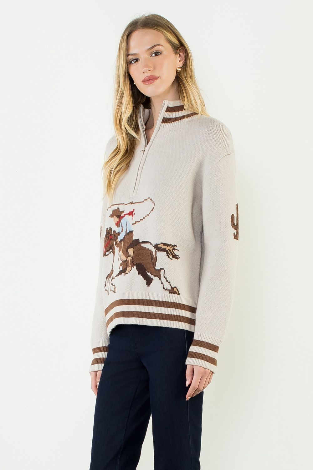 Quarter Zip Cowboy Roping Sweater